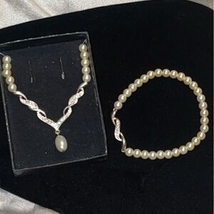 Avon Pearl and Silver Jewelry Set